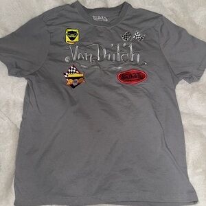 Von Dutch Charcoal Tee with Embroidered Patches